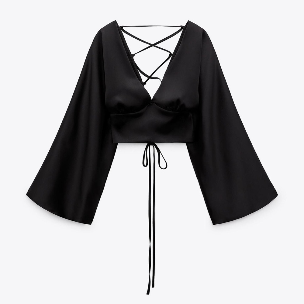 Satin cropped blouse